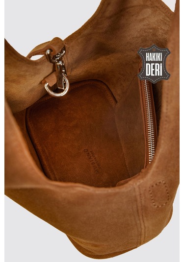 Hakiki Deri Kadın El Çantası Taba Süet Smr9200-2 Taba Süet