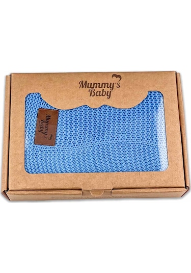 Mummy's Baby Triko Örgü Bebek Battaniyesi 80x100 Mavi