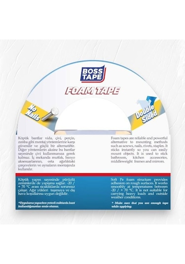 Boss Tape Çift Taraflı Köpük Aksesuar Montaj Bandı 18mmx10m