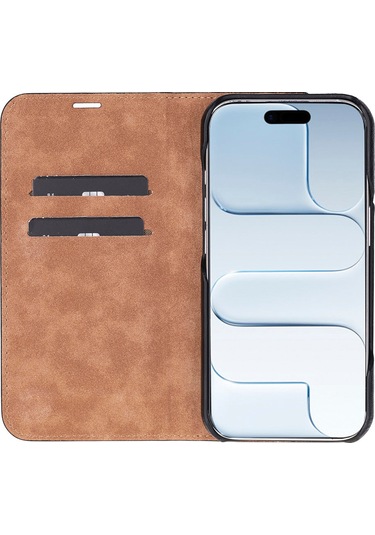 Bloomcase Sonat Obsidian Black Hakiki Deri iPhone Uyumlu 17 Air 6.5" Folio Kılıfı Siyah