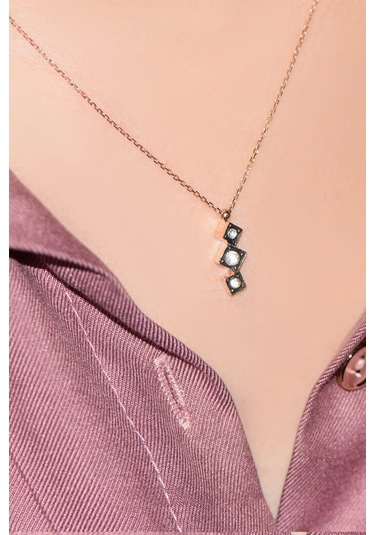 Asimetrik Tasarım Kare Elmas Kolye Ucu 3’Lü Kolye  Tria