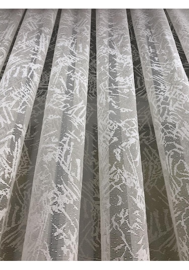 Tül Perde Zigzag Desen Kdk Örme Kumaş 1. Kalite Krem