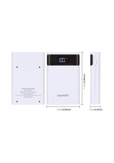 Flybuy Haweel Hwl9600 Beyaz 4x18650 Usb Çift Çıkışlı Lcd Powerbank Kutusu Piller Dahil Değil BEYAZ
