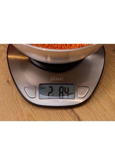Zln2960 Dijital Mutfak Tartısı 5 Kg 1 Gr Hassasiyet Paslanmaz Çelik Yüzey Pil Dahil Gri - Inox
