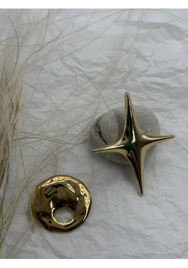 Best Price 34 2 Parçalı Broş Seti, Bornoz, Ceket Ve Elbise İçin Abstraksiyon 411678742 Altın Rengi