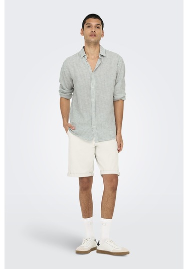 Only & Sons Erkek Gömlek 22026601 Krem-yeşil Krem-yeşil Krem - Yeşil