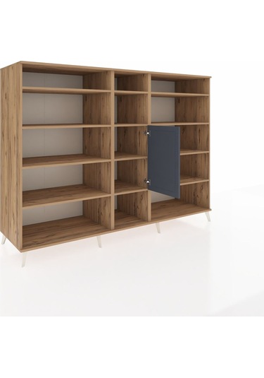 Kronos Dolap 12 Raflı Tek Kapaklı 220x59x163 Çam-antrasit/çam Çam-antrasit/çam