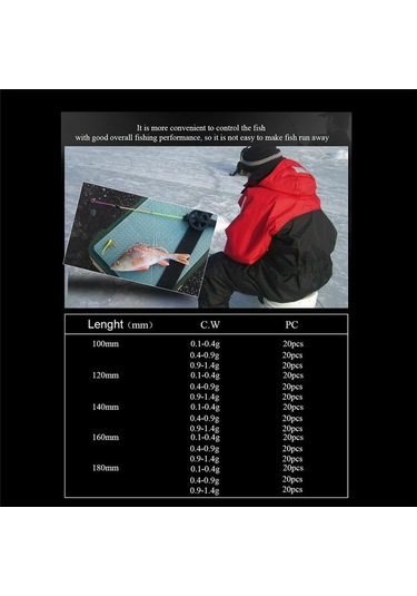Kış Buz Olta Üst 20 Parça Cw 0.1-1.4g Mini Olta Taşınabilir Mücadele 100mm-180mm Buz Olta Takımı