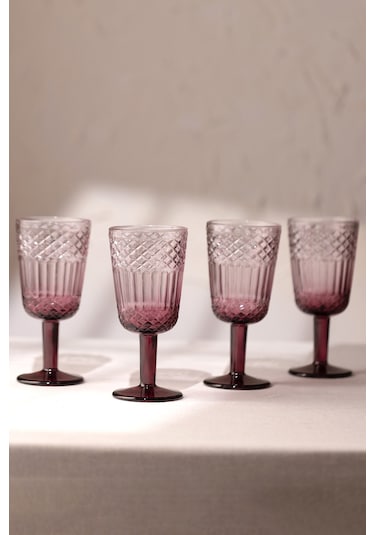 Rakle Vega 4'lü Su Kadehi Seti Bordo 280 Cc Renkli