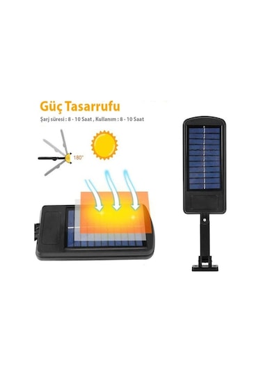 1 Adet Hareket Sensörlü Kumandalı 3 Modlu Güneş Enerjili 128 Led Solar Bahçe Sokak Lambası Büyük Boy Siyah