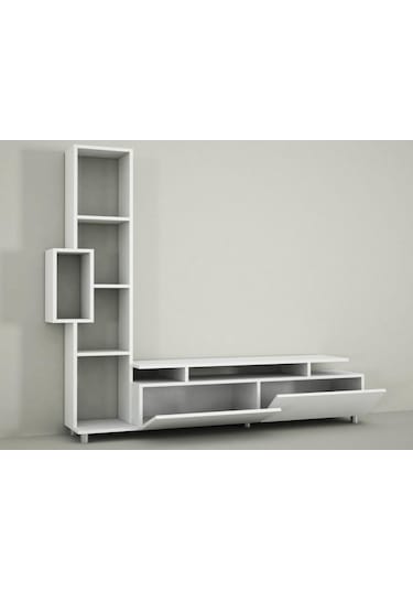 Dekorister Tulip Kitaplıklı Tv Ünitesi Beyaz