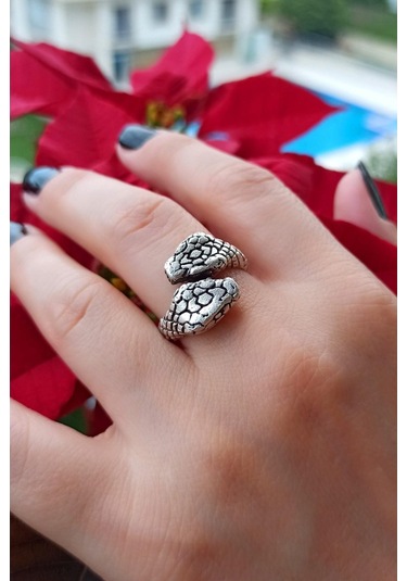 Antik Gümüş Kaplama 2 Taraflı Büyük Yılan Şekilli Ayarlanabilir Y - 512465357