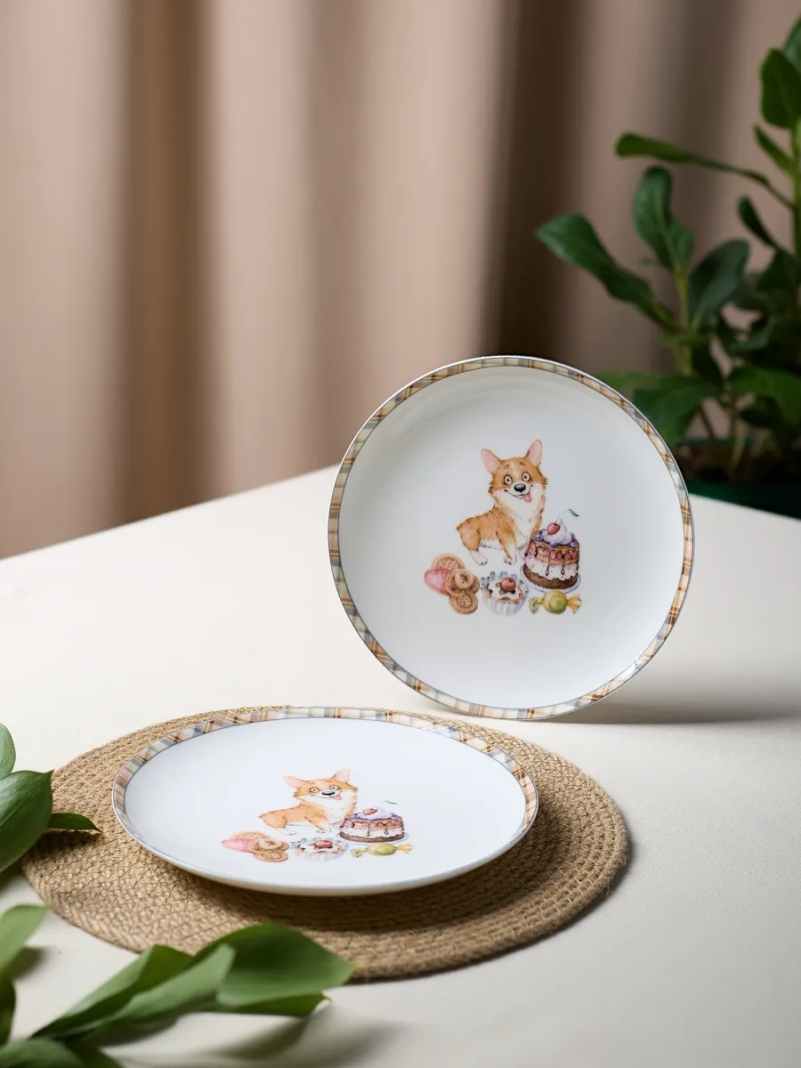 Lefard 2 Adet 20,5 Cm Porselen Tabak Takımı "en İyi Dostlar" 349381999 Beyaz