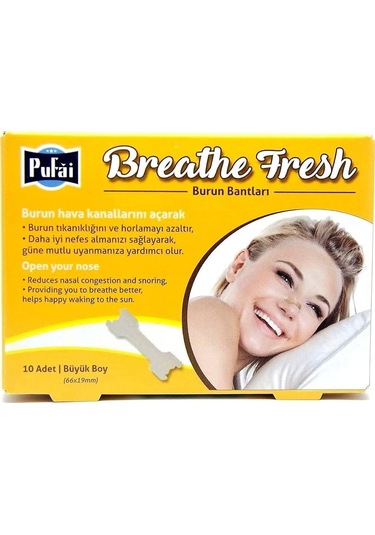 Pufai Breathe Fresh Burun Bandı Büyük Boy 10'lu x 10 Paket