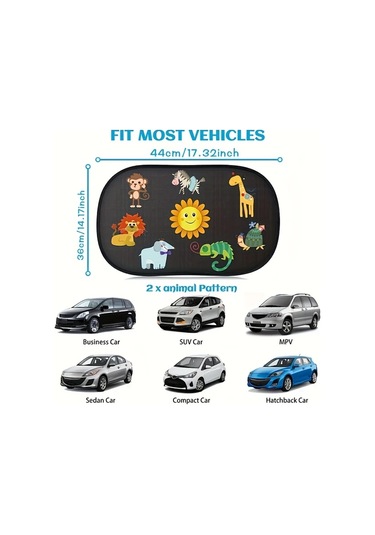Hightower Bir Çift Katlanır Hayvan Desenli Araç Ön Cam Güneşlik Pvc Uv Koruma Aslan Zürafa Maymun