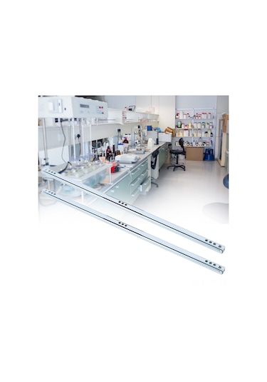Vkemall 450mm Çift Yönlü Çekmecelik Ray 2 Adet - 17mm Genişlikli Soğuk Rollük Çelik - Laboratuvar & Dolap Uygulamaları - Sürtünme Dirençli Diğer