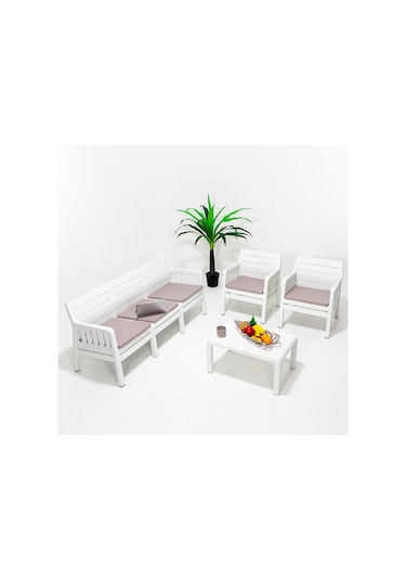 Lara 3 1 1 S Bahçe Takımı Balkon - Bahçe - Teras Mobilyası / Beya Beyaz