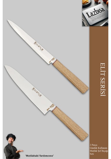 Elite Serisi Mutfak Bıçak Seti 2 Li Et Sebze Şef Bıçak Mft-42346 Ceviz