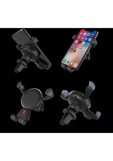 Besthome1 10w Kablosuz Şarj Araba Navigasyon Braketi, Hızlı Şarj, Yerçekimi Sensörü, Karikatür Araba Siyah