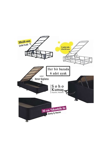 Nironyatak Niron Juliette 80X180 Cm Tek Kişilik Yatak Baza Başlık Takımı - S