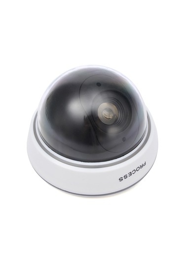 Geeksen Beyaz Yarı Küre Sahte Güvenlik Kamerası, Parlak Kırmızı Işık, Dış/iç Kullanım, Pil Gerektirir Pil Dahil Değil , 1 Adet