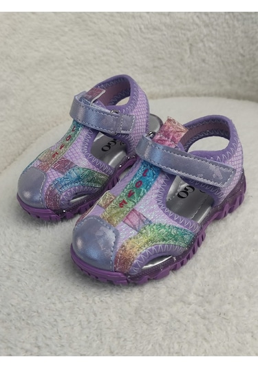 Muggo Slyvester Günlük Önü Kapalı Cırtlı Unisex Çocuk Sandalet Lila