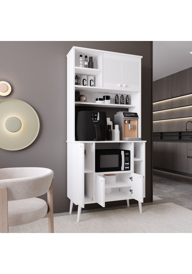 Melura Kahve Köşesi 90 Cm %100 Mdf Çok Amaçlı Dolap Beyaz
