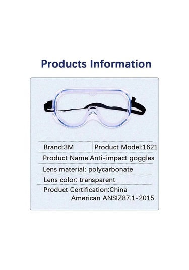 Trendooze 3m 1621 Güvenlik Gözlüğü, Toz Geçirmez Laboratuvar Gözlüğü