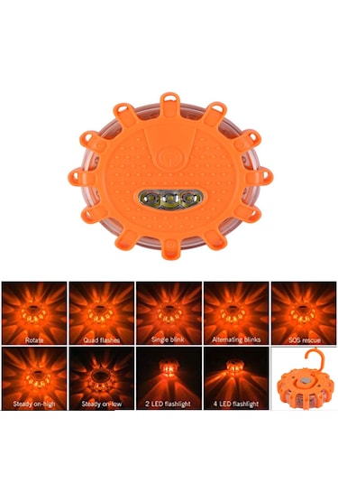 9 Mod Araç İş Makinesi Kamyon Acil Durum İkaz Lambası +fener Öze