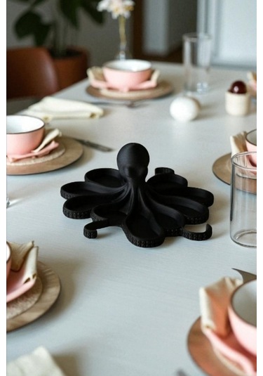 Oxyteez Ahtapot Tasarımlı Dekoratif Stand Siyah Renk Reçine Tasarım Ev Ve Ofis Dekorasyonu