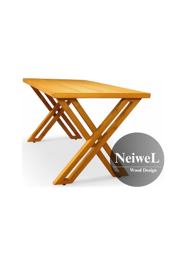 Neiwel Garden Sean Doğal Ahşap Bahçe Yemek Masası-80-100 Açık Ceviz