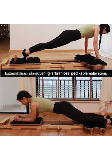 Kochler Ayarlanabilir Yaylı Sistem Ahşap Gövde Profesyonel Reformer Pilates Aleti