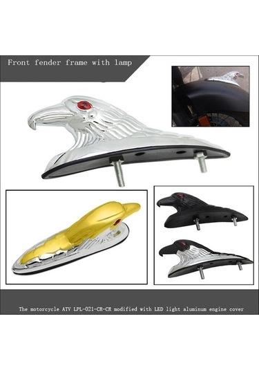 Didadodo Kırmızı Gözlü Krom Çamurluk Motosiklet Ön Kartal Kafa Süs Heykeli