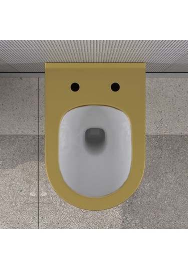 Lucco Asma Klozet İçi Beyaz Dışı Komple Altın