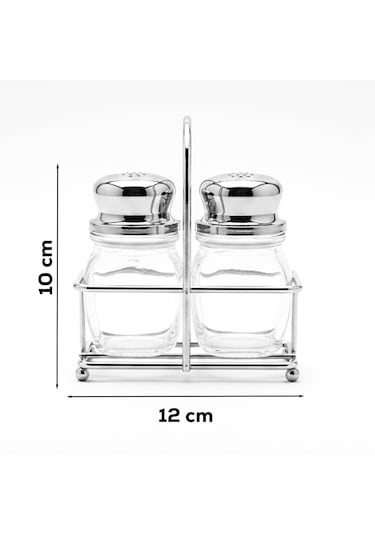 Porsima Pbt-568 2li Metal Standlı Akrilik Tuzluk Biberlik Seti Şeffaf