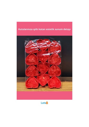 Şık Kırmızı Kalpli Tül Kese Hediyelik Ve Süsleme 16 Cm