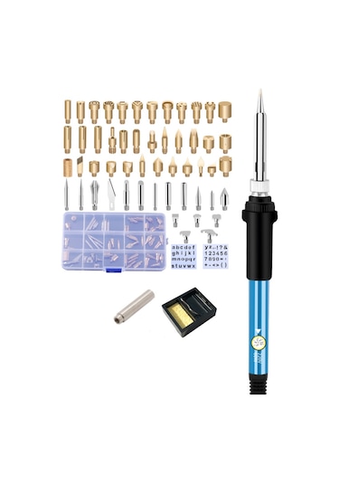 60W Ahşap Yakma ve Oyma Seti – Kalem Tipi Havya + 55 Uçlu Profesyonel Uç Koleksiyonu