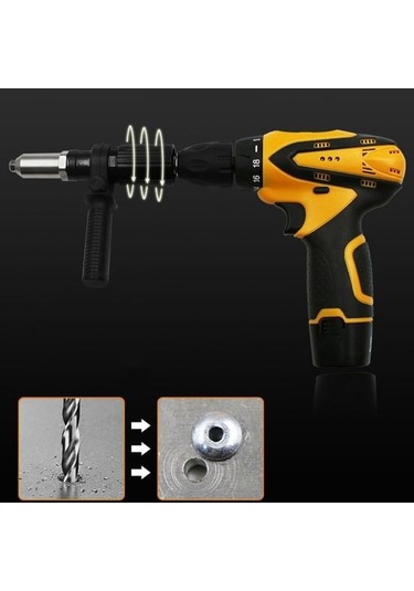 Elektrikli Akülü Perçin Makinesi Perçinleme Aleti Matkap Perçin Adaptörü Aksesuarları