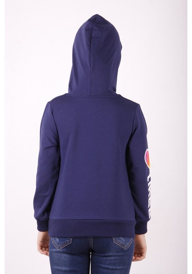 Toontoy Kız Çocuk Like Kalp Baskılı Kanguru Cepli Sweatshirt Lacivert