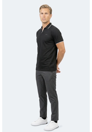 Slazenger Zıther Erkek Polo Yaka Siyah Tişört