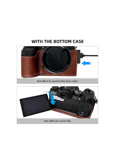 Shineyee Fujifilm Xs20 Kamera İçin Suni Deri Çantası - Askılı Kayışlı, Siyah Renkli Koruyucu Kılıf Gri