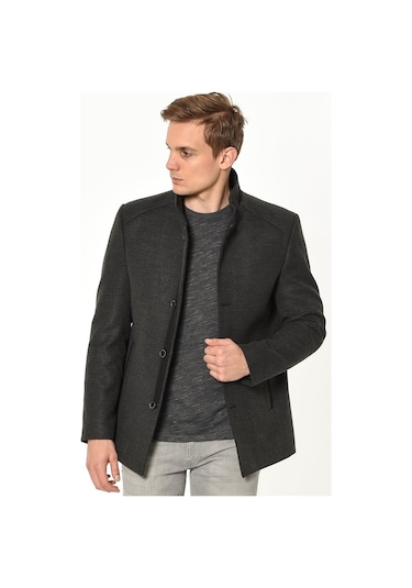 Plt8327 Dewberry Erkek Palto-Antrasit