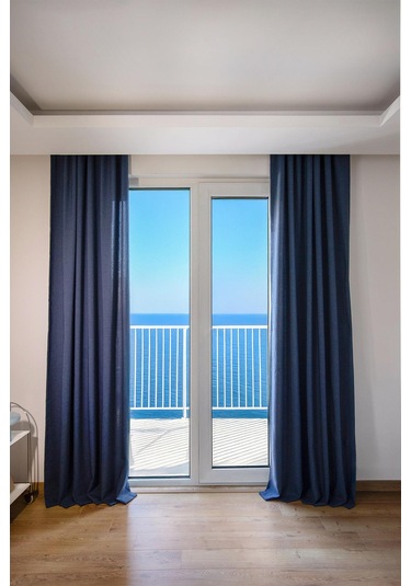 Olea 140x270 Cm 2 Adet Fon Perde İndigo Mavi
