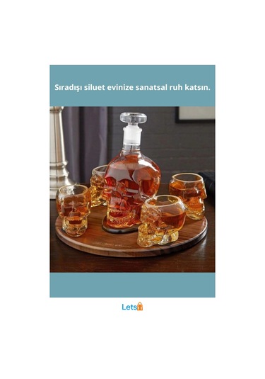 El Yapımı Kuru Kafa Cam Şişe 350 Ml Estetik Tasarım 1 Adet