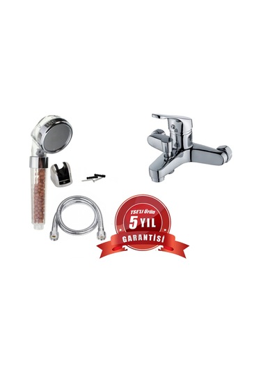 Moonshop 5 Banyo Bataryası + Duş Seti + Fonksiyonlu Duş Başlığı Batarya Seti Krom