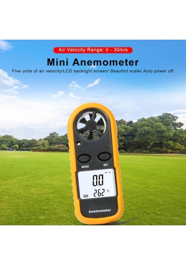 Pazly Taşınabilir Rüzgar Hızı Ve Sıcaklık Ölçer - Kompakt Anemometre Siyah Siyah