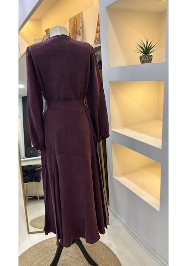 Misswhence 39842 Cupro Elbise Bordo