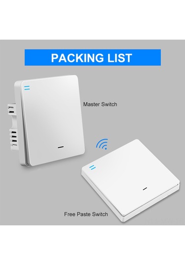 Moveevo 433mhz Ev Merdiven Lambası İçin Kablosuz İkili Kontrol Akıllı Anahtar Seti - Ana Anahtar + Kolay Yapıştır Paneli Pil Dahil Değil