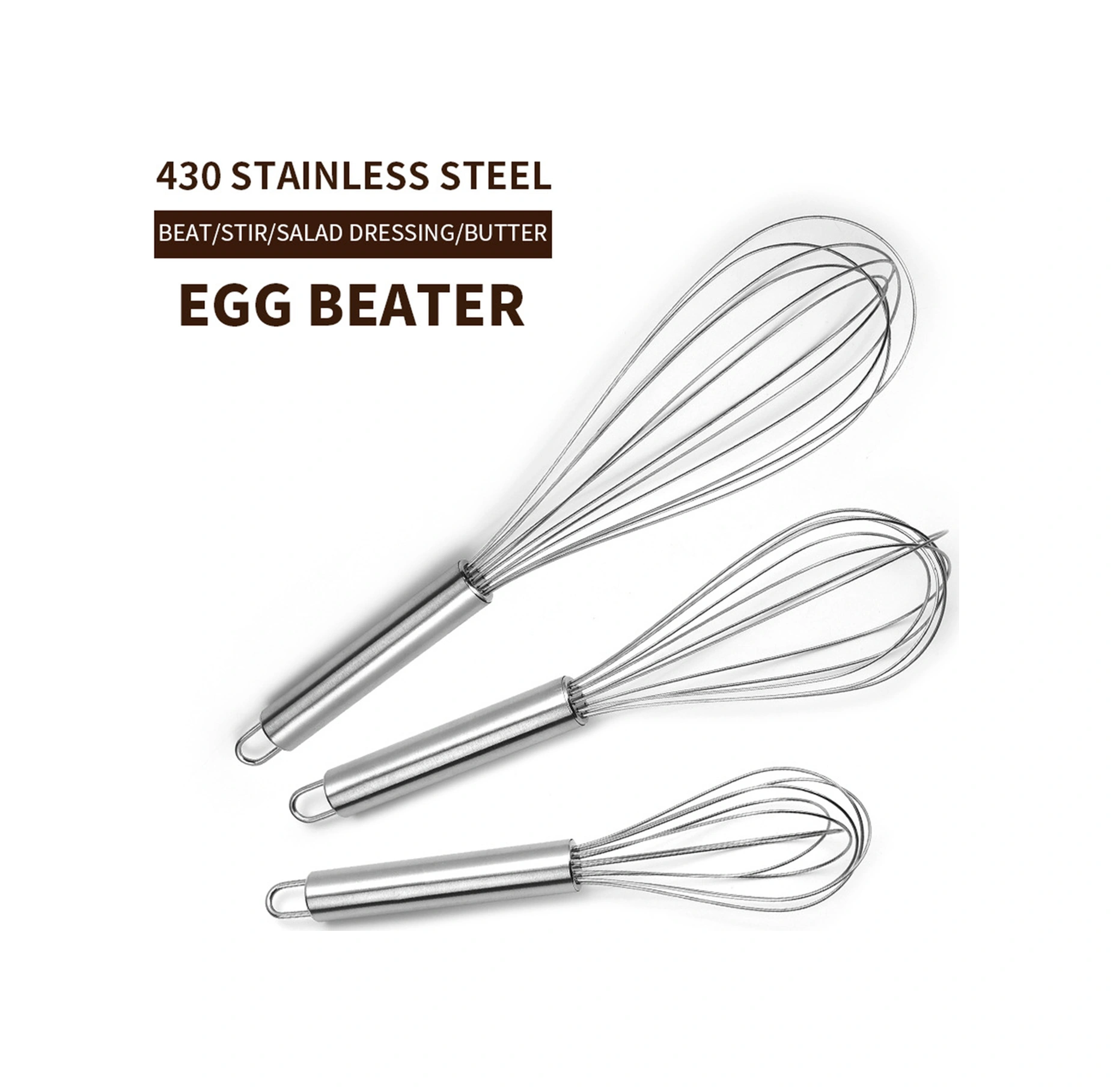 Kosona 10 İnç Paslanmaz Çelik Manuel Yumurta Çırpıcı - Ev Ve Restoran Mutfaklarda Yumurta, Krema Ve Sosu Kolayca Çırpma Aracı Diğer