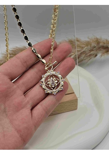 14k Mikron Altın Rodyum Kaplama Fortune Kolye Altın